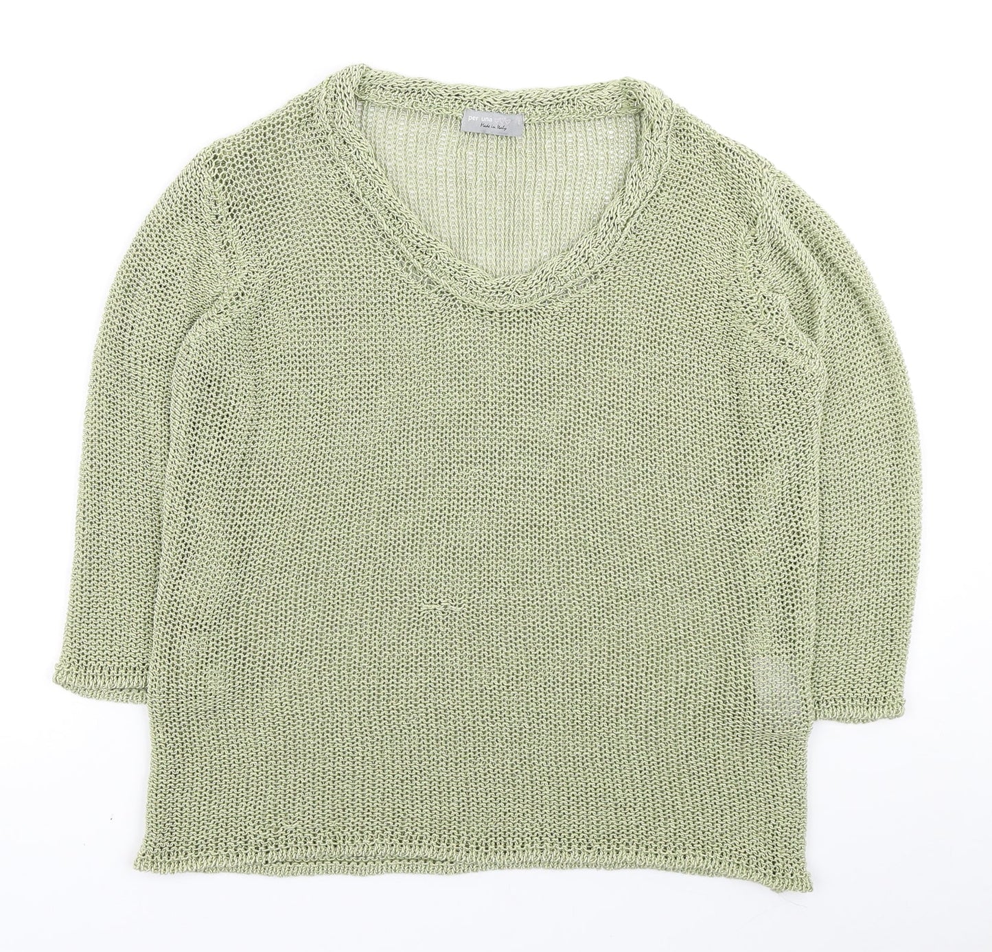 Marks and Spencer Womens Green Round Neck Acrylic Pullover Jumper Size L