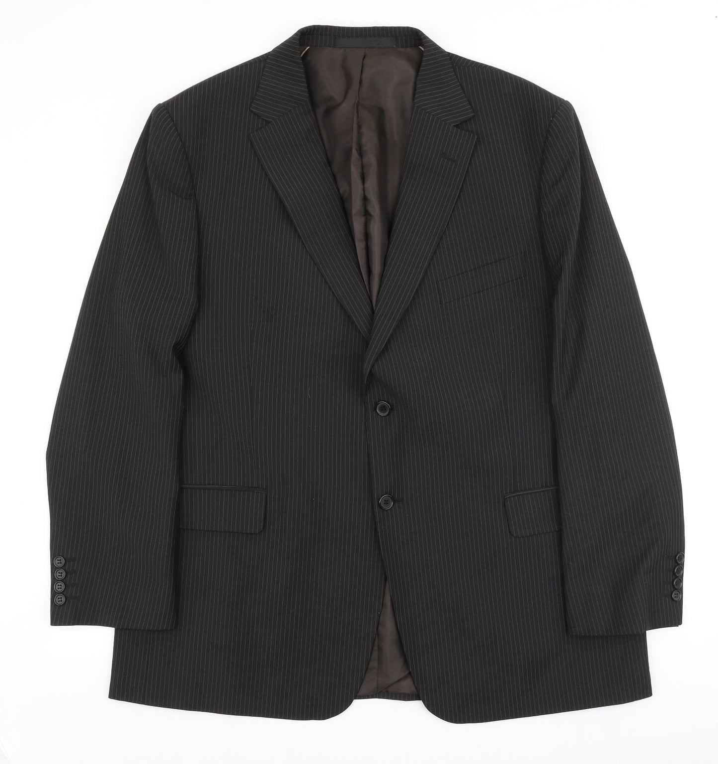 Marks and Spencer Mens Brown Striped Polyester Jacket Suit Jacket Size 46 - washable suit