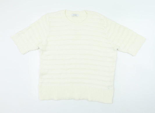 Marks and Spencer Womens White Crew Neck Polyester Pullover Jumper Size 22