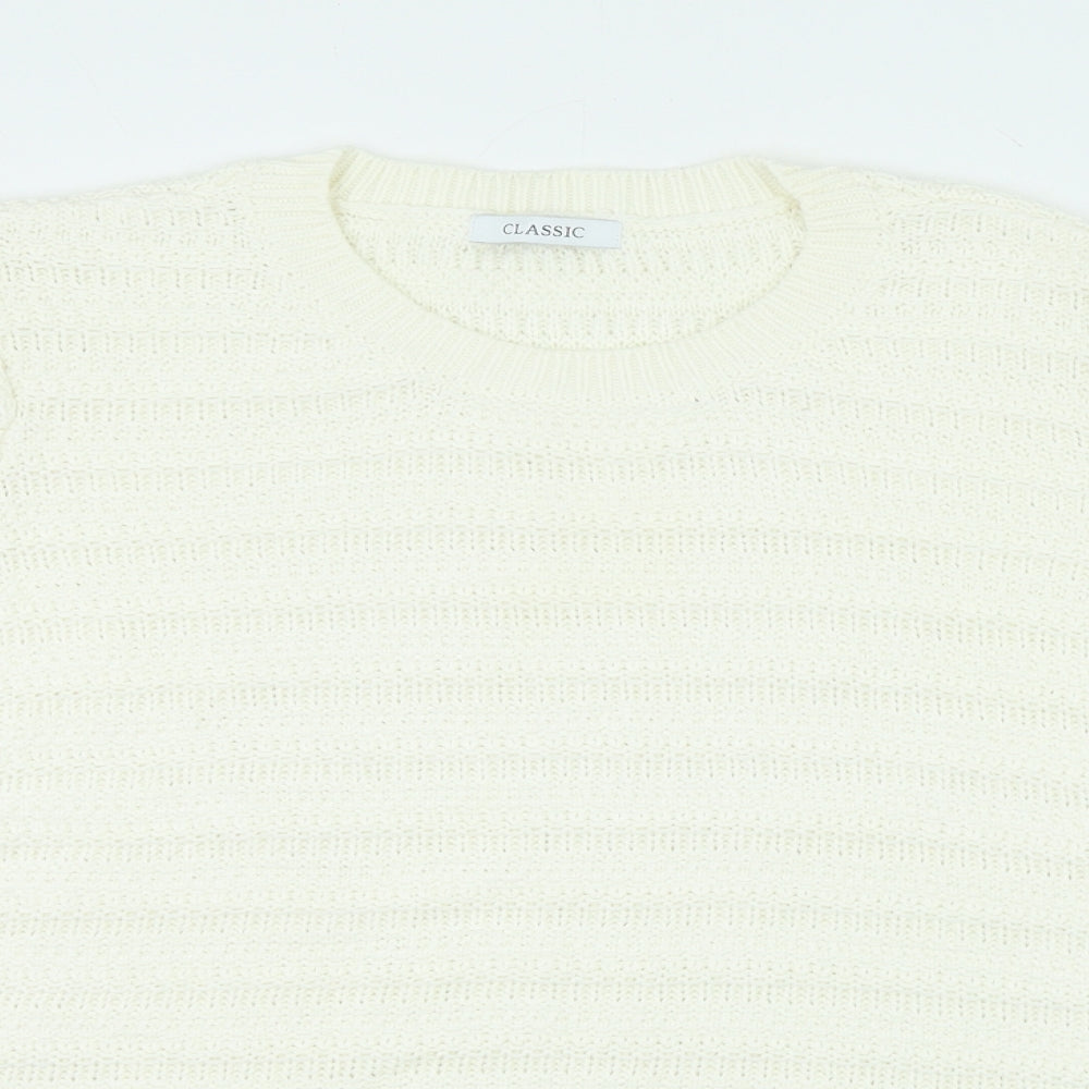 Marks and Spencer Womens White Crew Neck Polyester Pullover Jumper Size 22