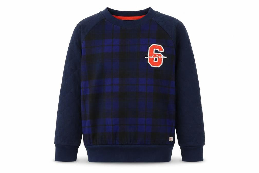 Ebound Boys Purple Plaid Cotton Pullover Sweatshirt Size 10 Years
