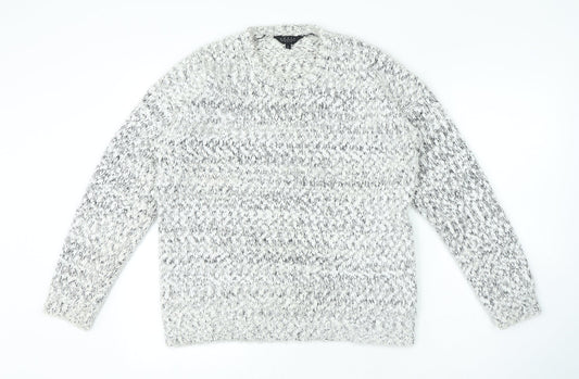 Amara Reya Womens Grey Crew Neck Polyester Pullover Jumper Size L