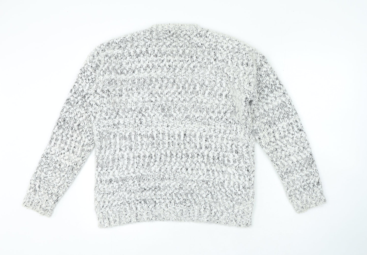 Amara Reya Womens Grey Crew Neck Polyester Pullover Jumper Size L