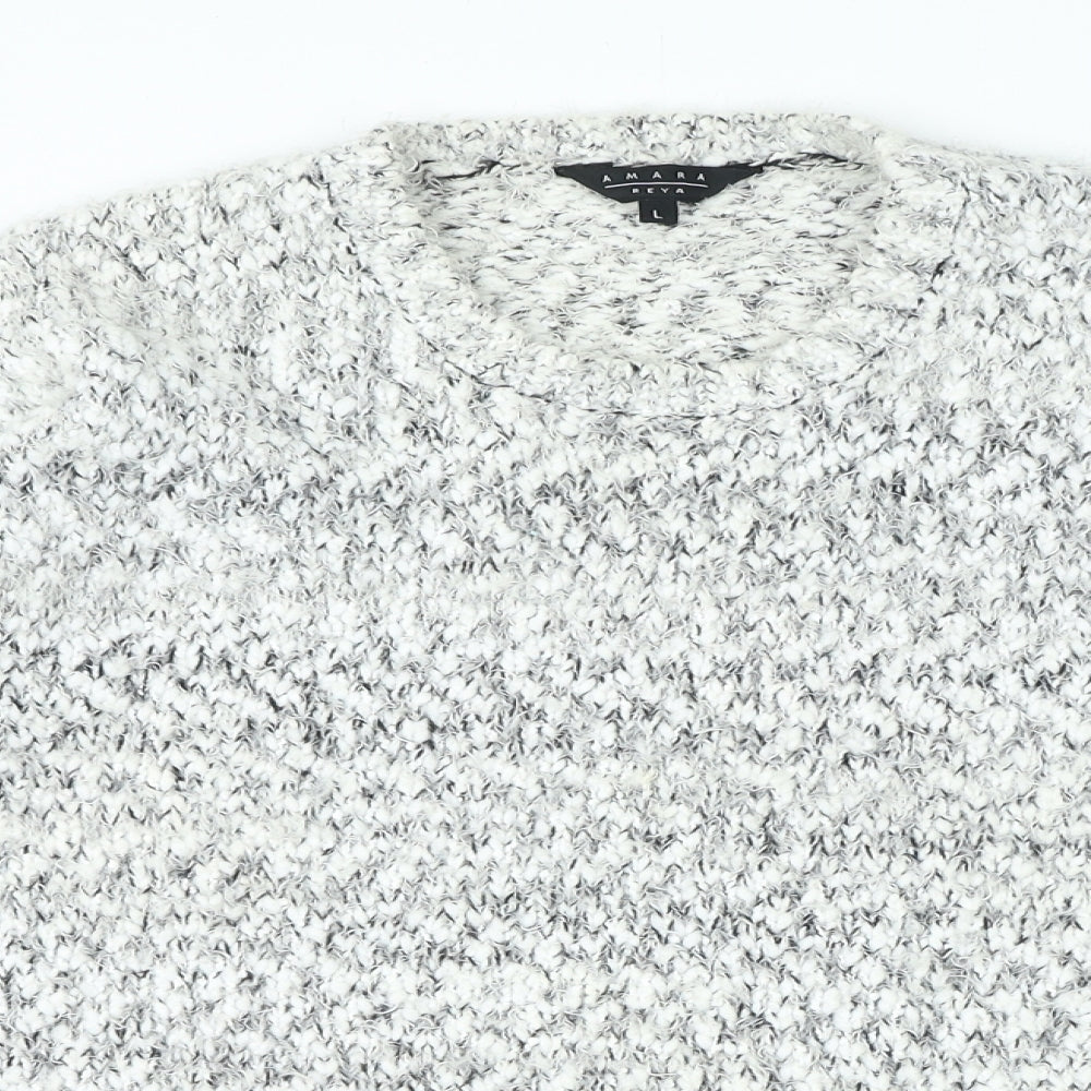 Amara Reya Womens Grey Crew Neck Polyester Pullover Jumper Size L