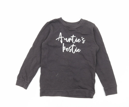 My rocking kids Girls Grey Cotton Pullover Sweatshirt Size 7-8 Years Pullover - Auntie's Bestie