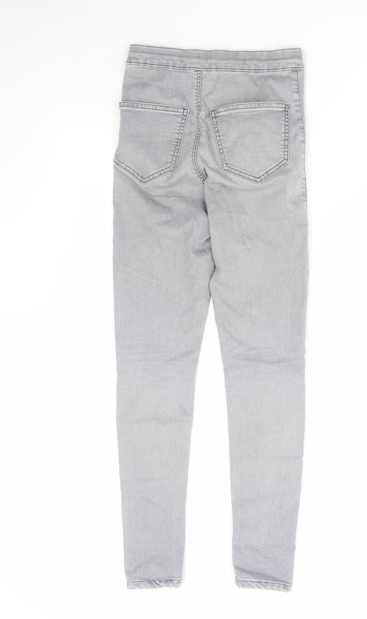Topshop Womens Grey Cotton Skinny Jeans Size 26 in L30 in Regular Zip