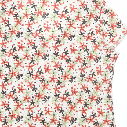 Preworn Womens Multicoloured Floral Polyester Basic T-Shirt Size M V-Neck