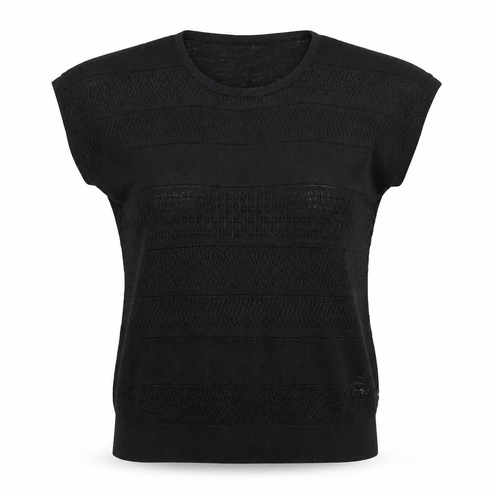 Warehouse Womens Black Acrylic Basic T-Shirt Size 10 Round Neck