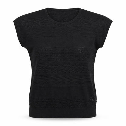 Warehouse Womens Black Acrylic Basic T-Shirt Size 10 Round Neck