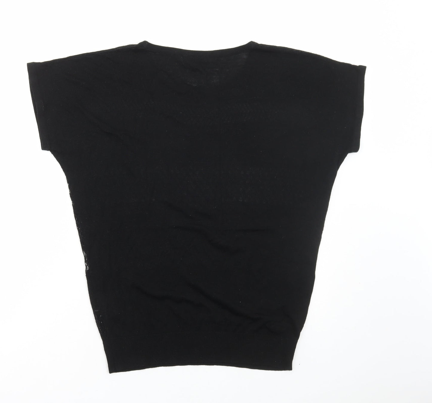 Warehouse Womens Black Acrylic Basic T-Shirt Size 10 Round Neck