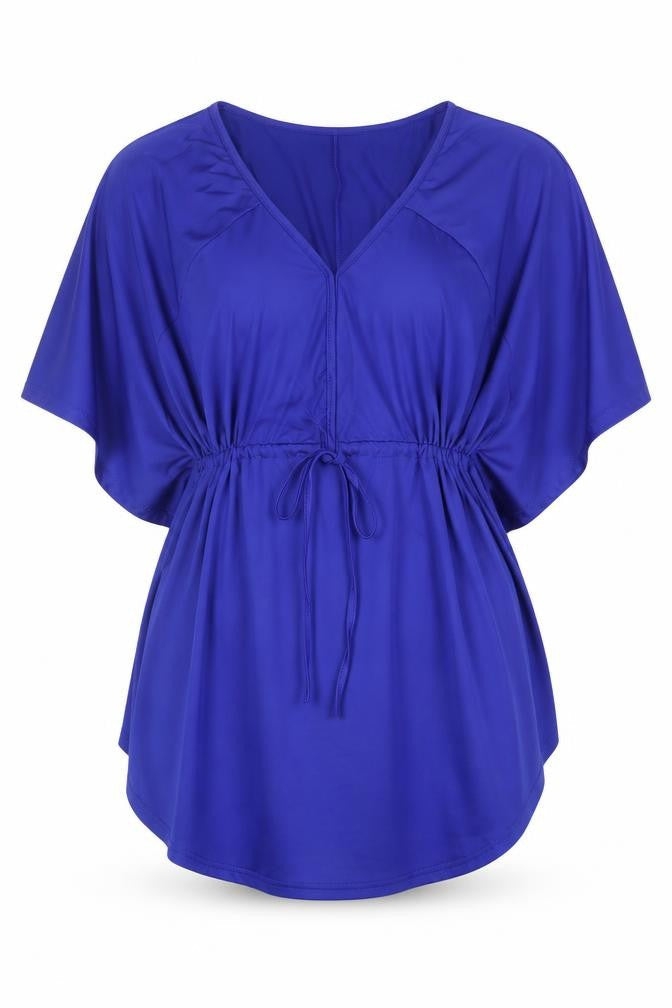 Zanzea Womens Blue Polyester Basic Blouse Size 14 V-Neck
