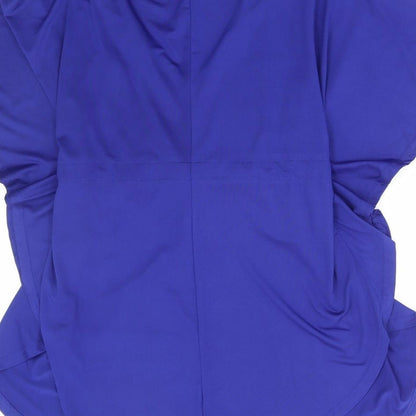 Zanzea Womens Blue Polyester Basic Blouse Size 14 V-Neck