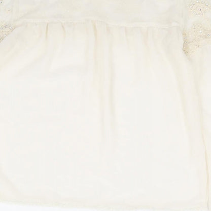 New Look Womens Ivory Polyester Basic Blouse Size 8 Round Neck - Lace Detaliing