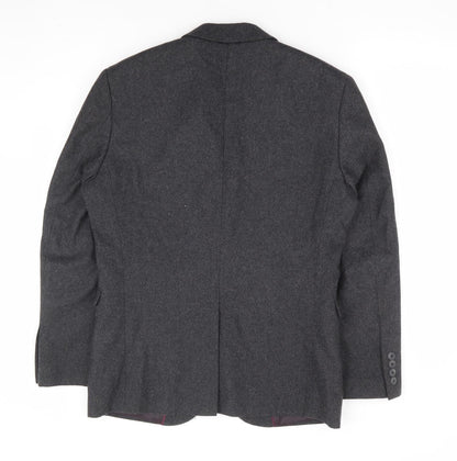 B&W Mens Grey Wool Jacket Suit Jacket Size 38