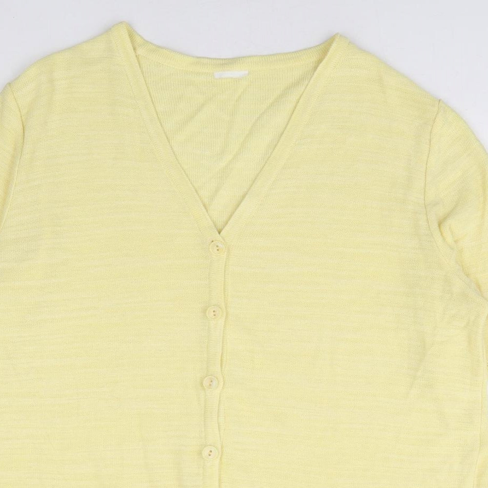 Preworn Womens Yellow V-Neck Viscose Cardigan Jumper Size 16