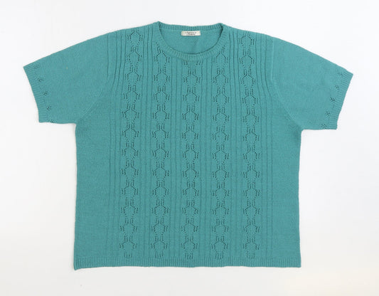 Berkertex Womens Blue Round Neck Acrylic Pullover Jumper Size 18
