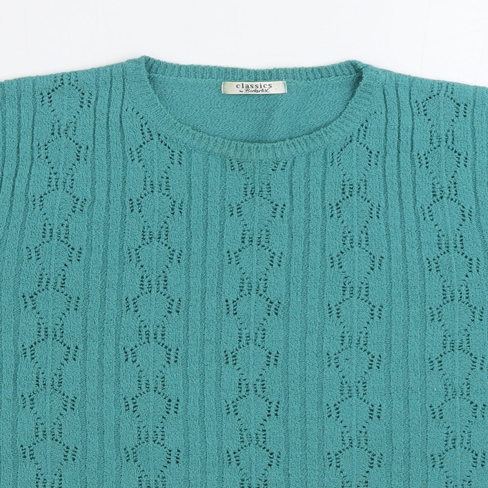 Berkertex Womens Blue Round Neck Acrylic Pullover Jumper Size 18