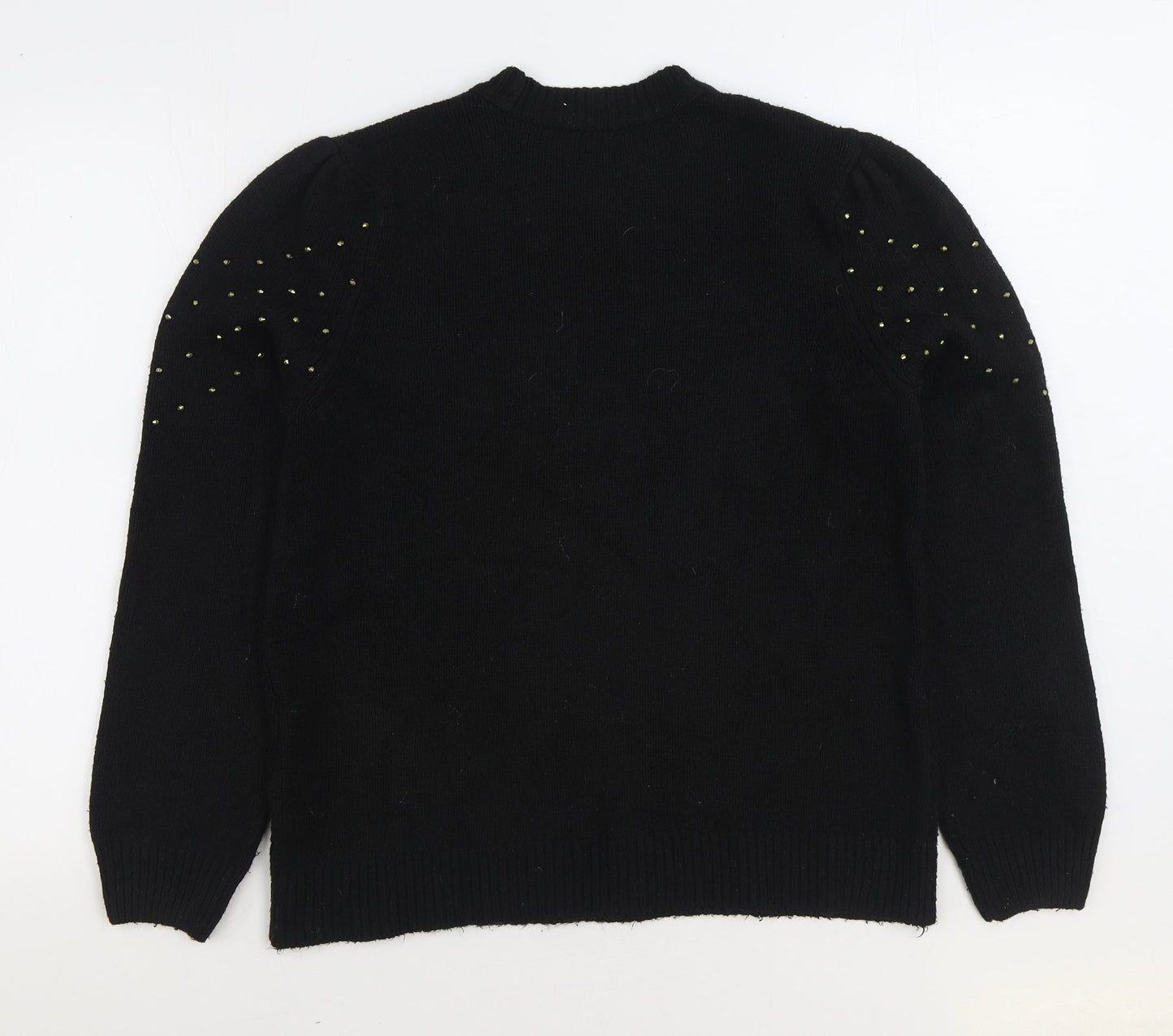 V by Very Womens Black Round Neck Acrylic Pullover Jumper Size 12