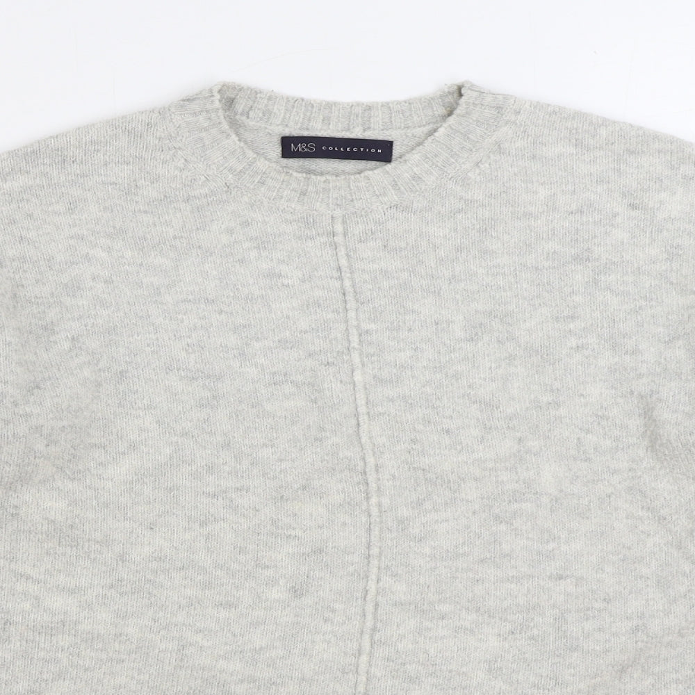 Marks and Spencer Womens Grey Round Neck Acrylic Pullover Jumper Size M