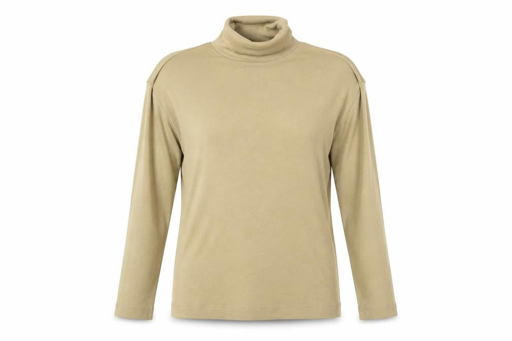 Poppy Womens Beige Roll Neck Cotton Pullover Jumper Size 14