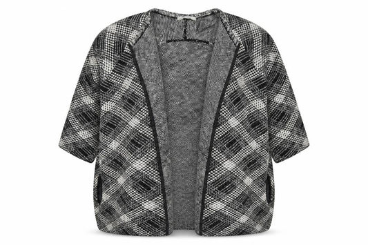 George Womens Grey V-Neck Plaid Acrylic Cardigan Jumper Size L