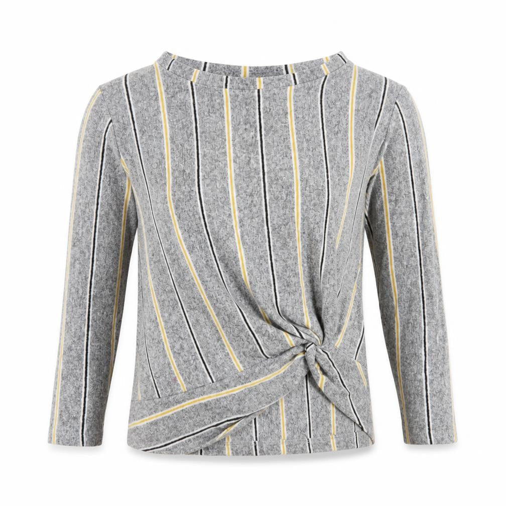 F&F Womens Grey Round Neck Striped Polyester Pullover Jumper Size 12