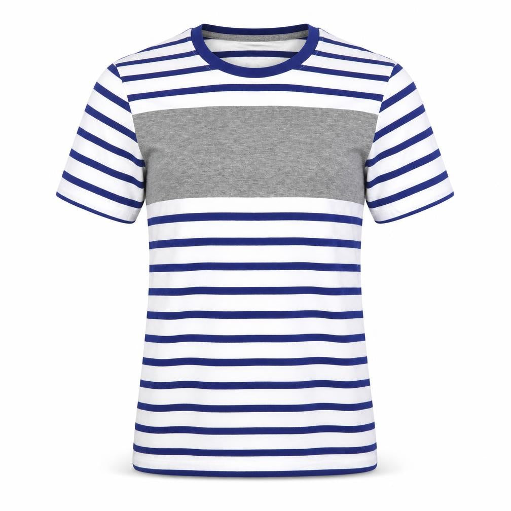 Very Womens Blue Striped Cotton Basic T-Shirt Size XS Round Neck