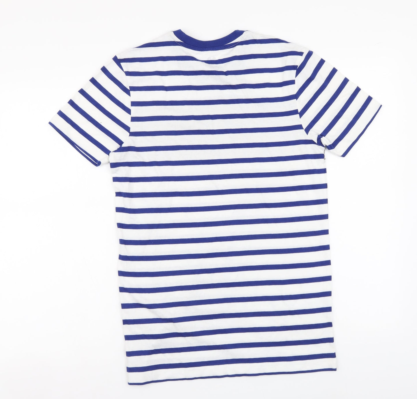 By Very Womens Blue Striped Cotton Basic T-Shirt Size XS Round Neck