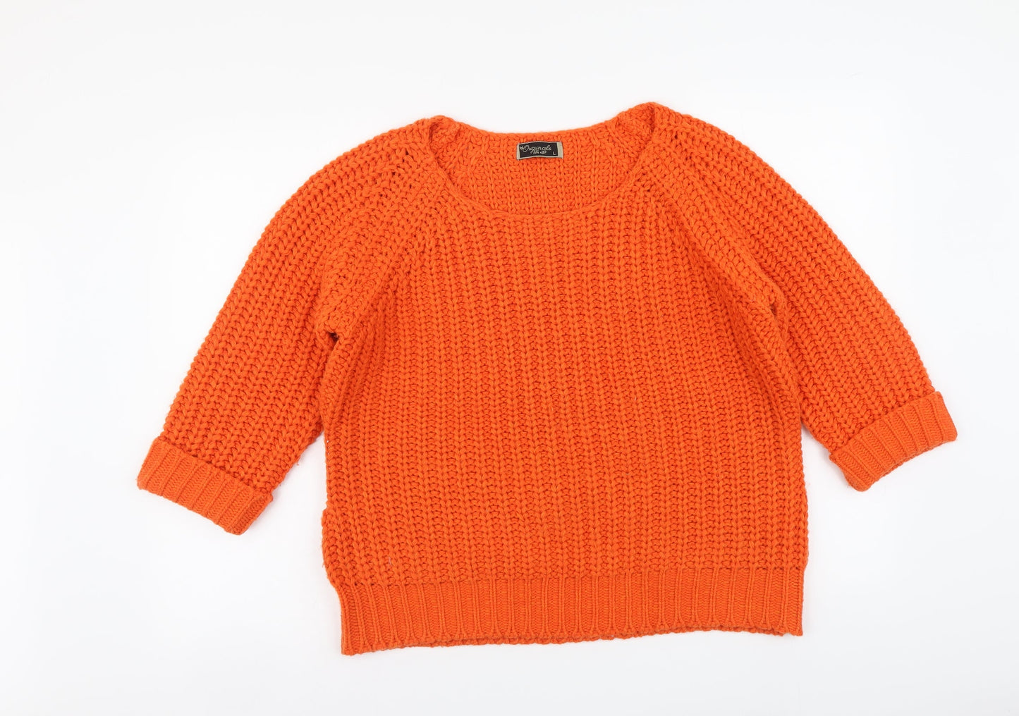 Originals Womens Orange Round Neck Acrylic Pullover Jumper Size L