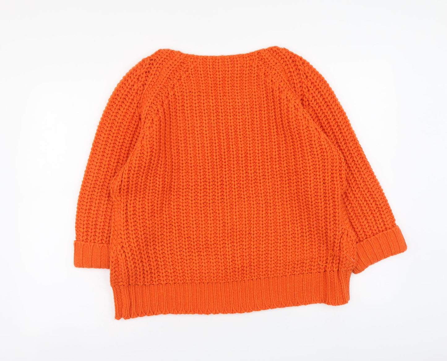 Originals Womens Orange Round Neck Acrylic Pullover Jumper Size L