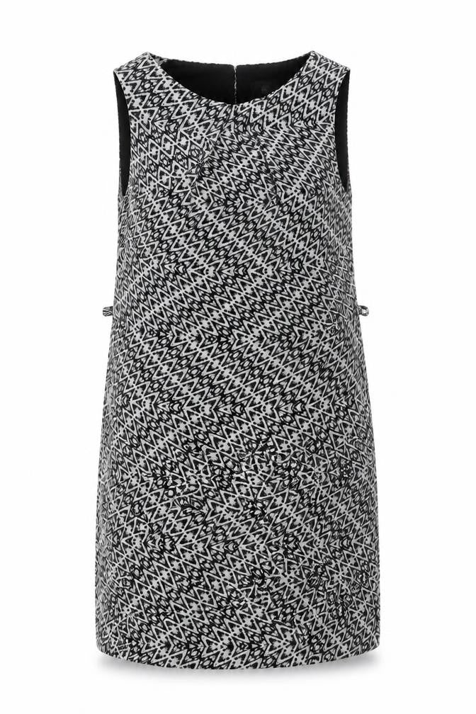 Atmosphere Womens Black Geometric Polyester A-Line Size 14 Round Neck Pullover