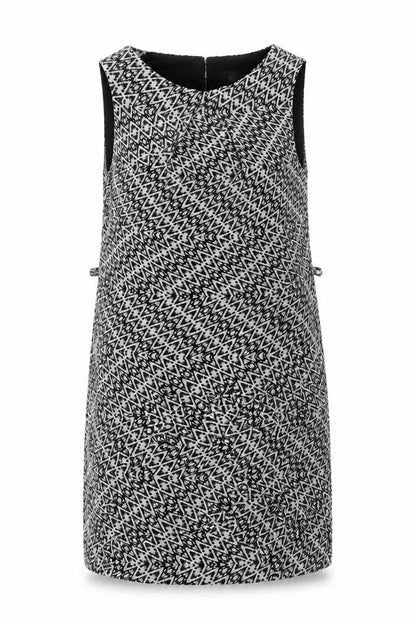Atmosphere Womens Black Geometric Polyester A-Line Size 14 Round Neck Pullover