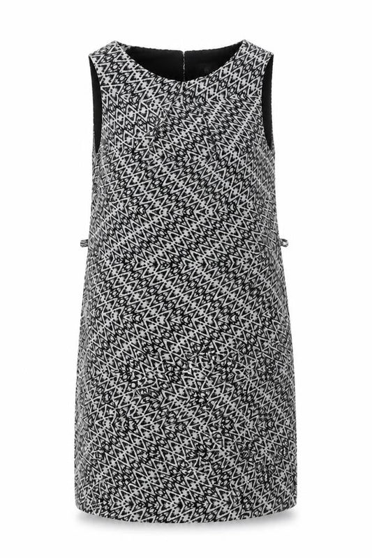Atmosphere Womens Black Geometric Polyester A-Line Size 14 Round Neck Pullover