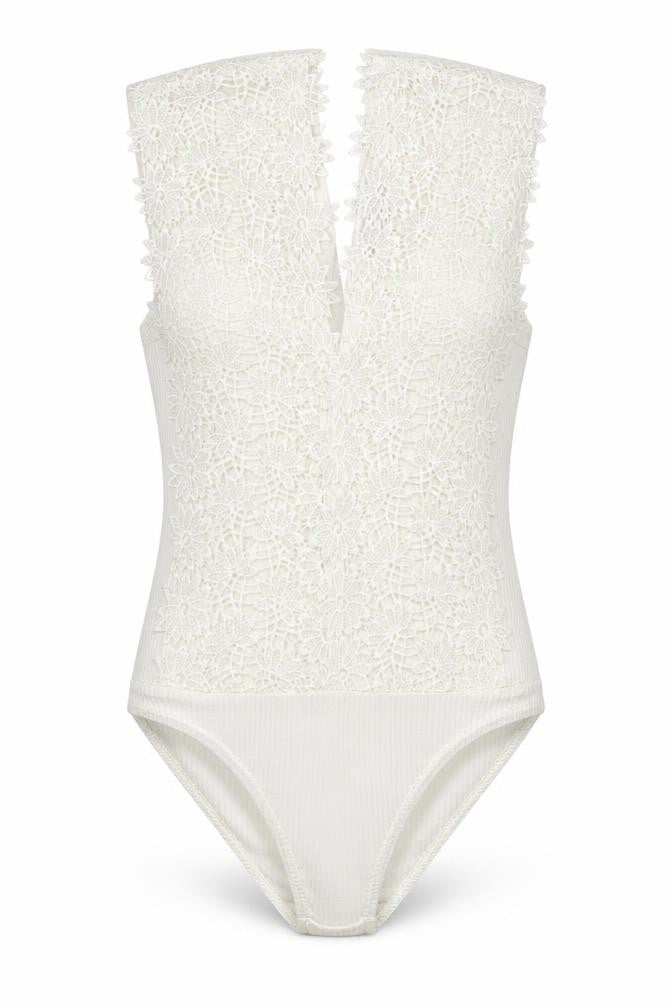 Cameo Rose Womens White Polyester Bodysuit One-Piece Size 8 Snap