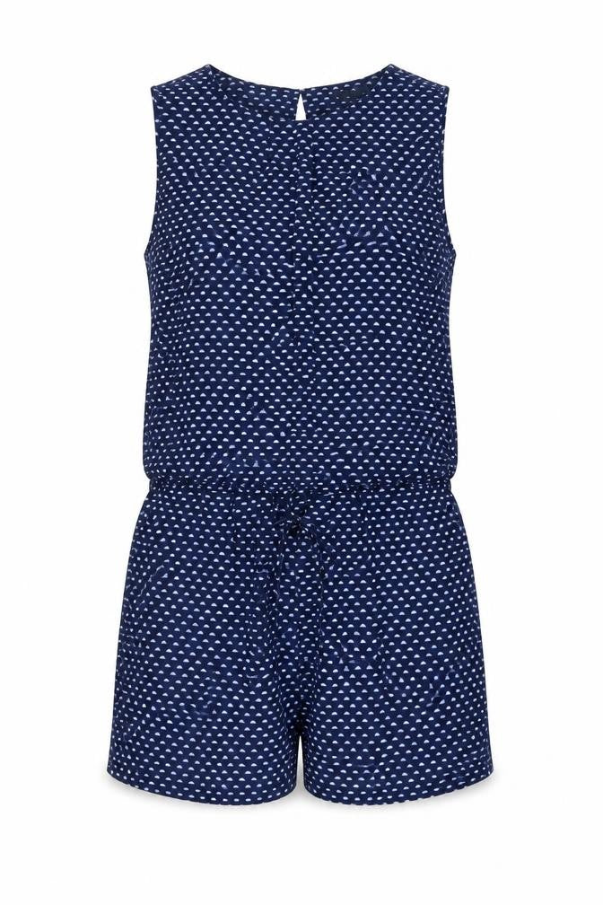 H&M Womens Blue Geometric Polyester Playsuit One-Piece Size 34 Button