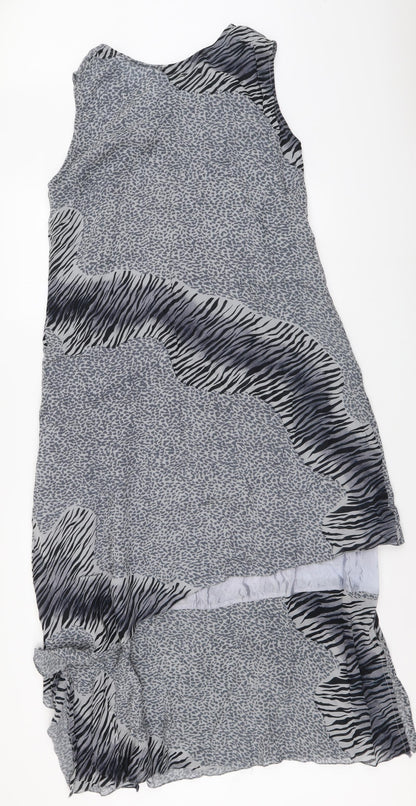 I&D Colors Womens Grey Animal Print Polyester Maxi Size 14 Round Neck Pullover