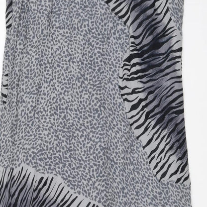 I&D Colors Womens Grey Animal Print Polyester Maxi Size 14 Round Neck Pullover