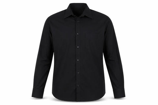 Collection Mens Black Polyester Button-Up Size 15 Collared Button