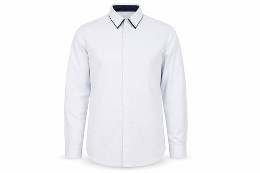 Taylor & Wright Mens White Polka Dot Polyester Button-Up Size 16 Collared Button