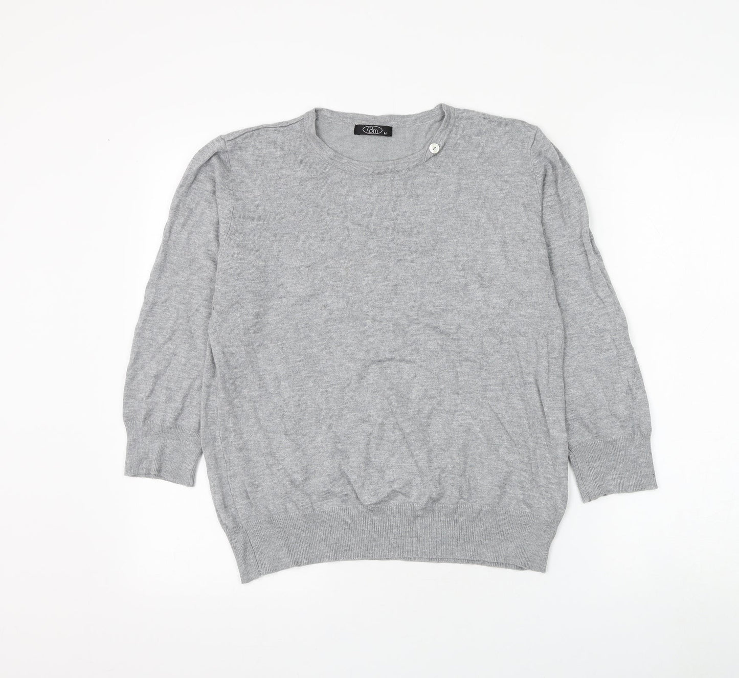 Bonmarché Womens Grey Round Neck Viscose Pullover Jumper Size M