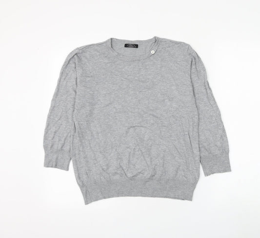 Bonmarché Womens Grey Round Neck Viscose Pullover Jumper Size M