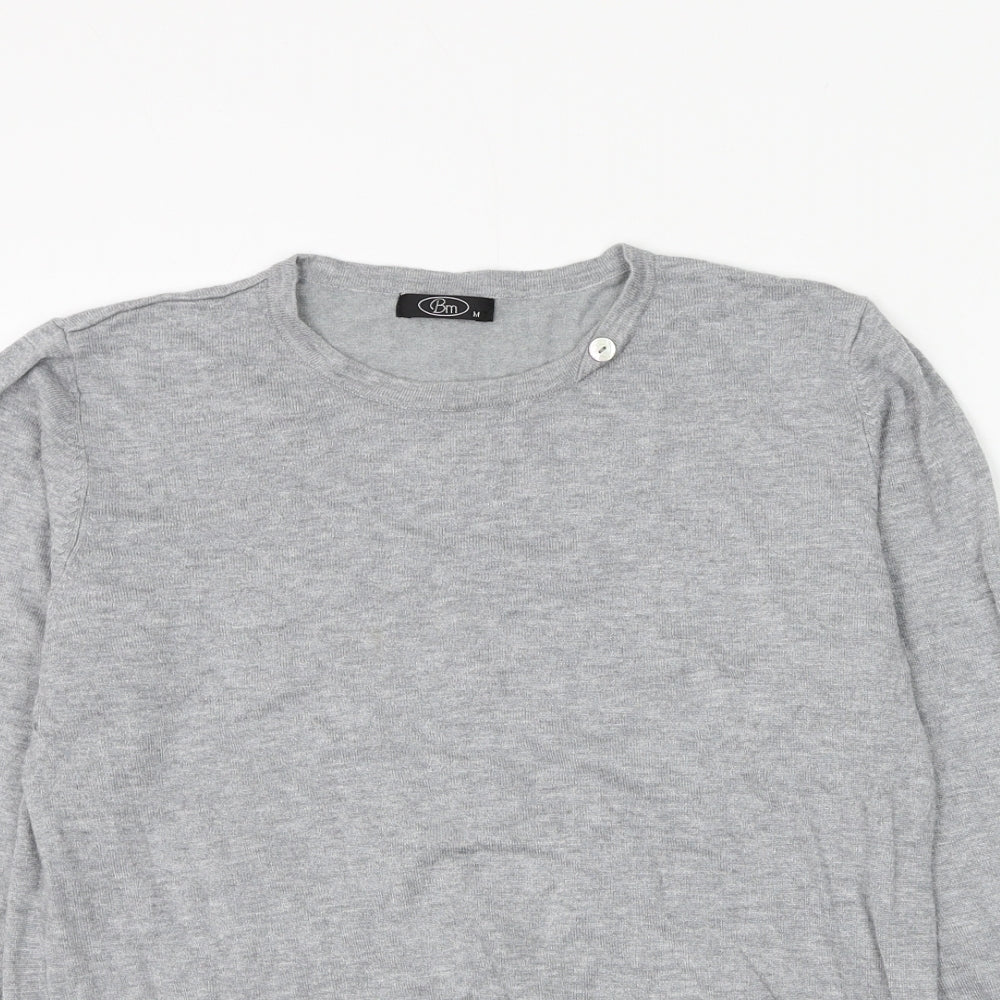 Bonmarché Womens Grey Round Neck Viscose Pullover Jumper Size M