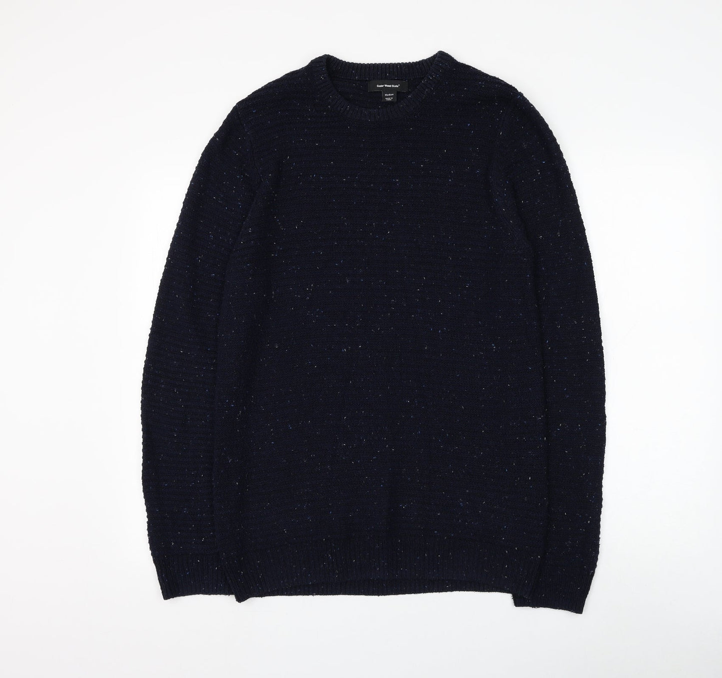 Cedar Wood State Mens Blue Round Neck Polyester Pullover Jumper Size M