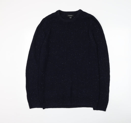 Cedar Wood State Mens Blue Round Neck Polyester Pullover Jumper Size M