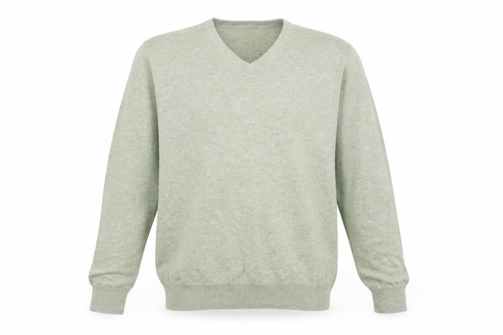TU Mens Green V-Neck Cotton Pullover Jumper Size M