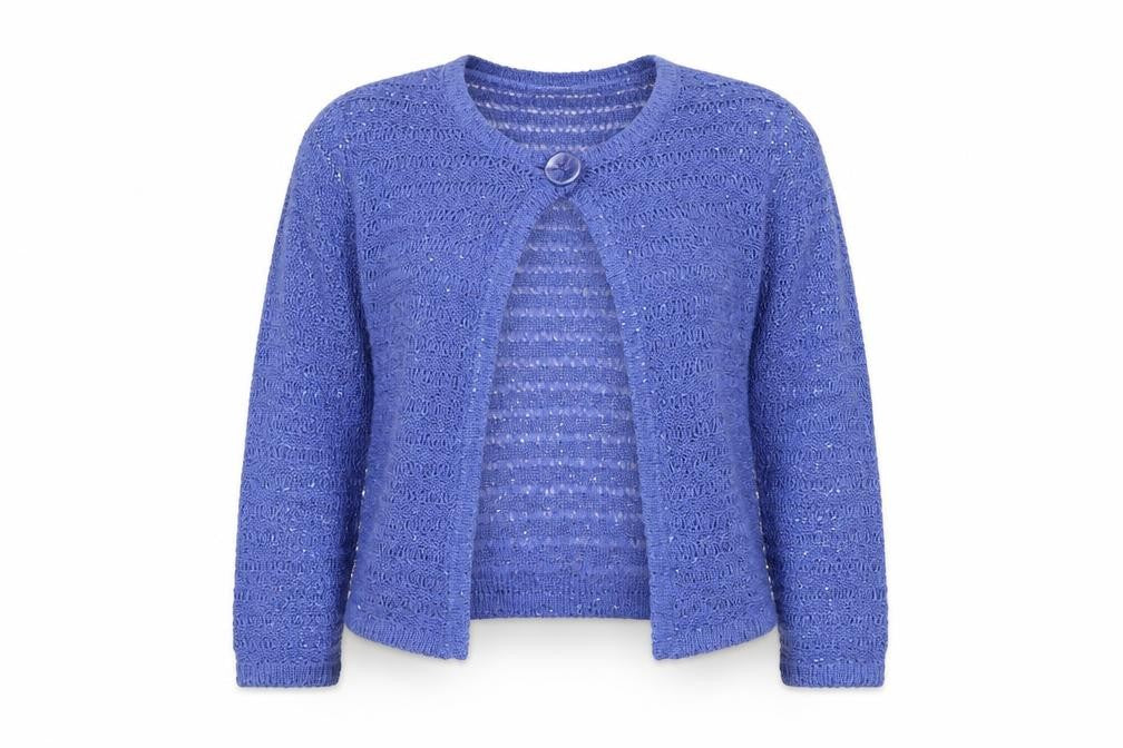 Alexara Womens Blue Round Neck Polyester Cardigan Jumper Size M