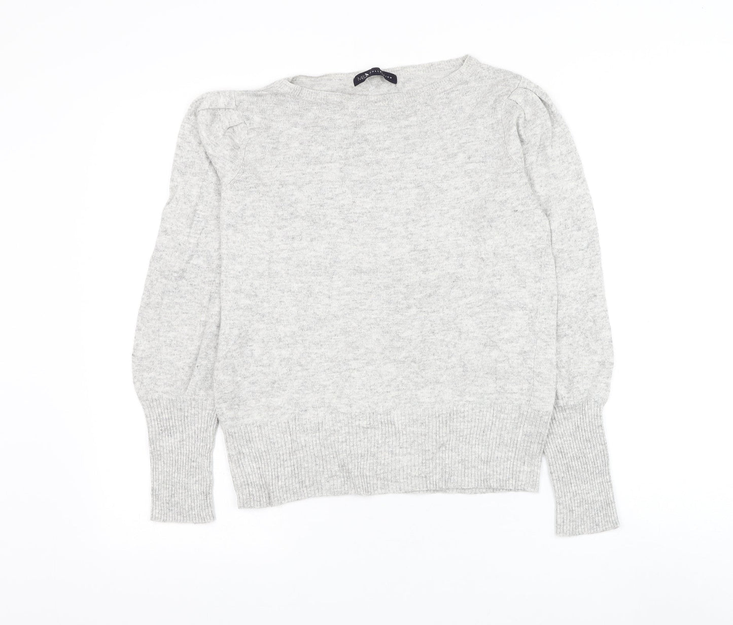 Marks and Spencer Womens Grey Boat Neck Viscose Pullover Jumper Size 10