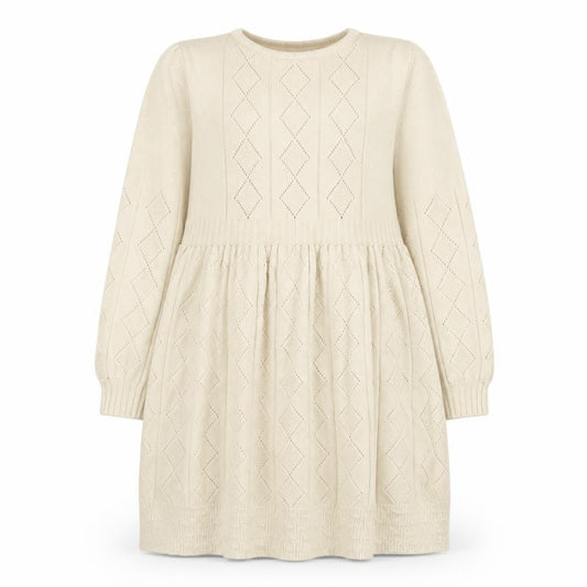 Fancyqube Girls Beige Argyle/Diamond Cotton Jumper Dress Size L Round Neck Pullover