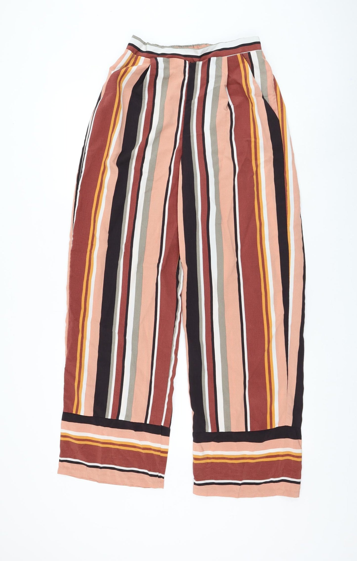 Primark Womens Multicoloured Striped Polyester Trousers Size 10 L30 in Regular