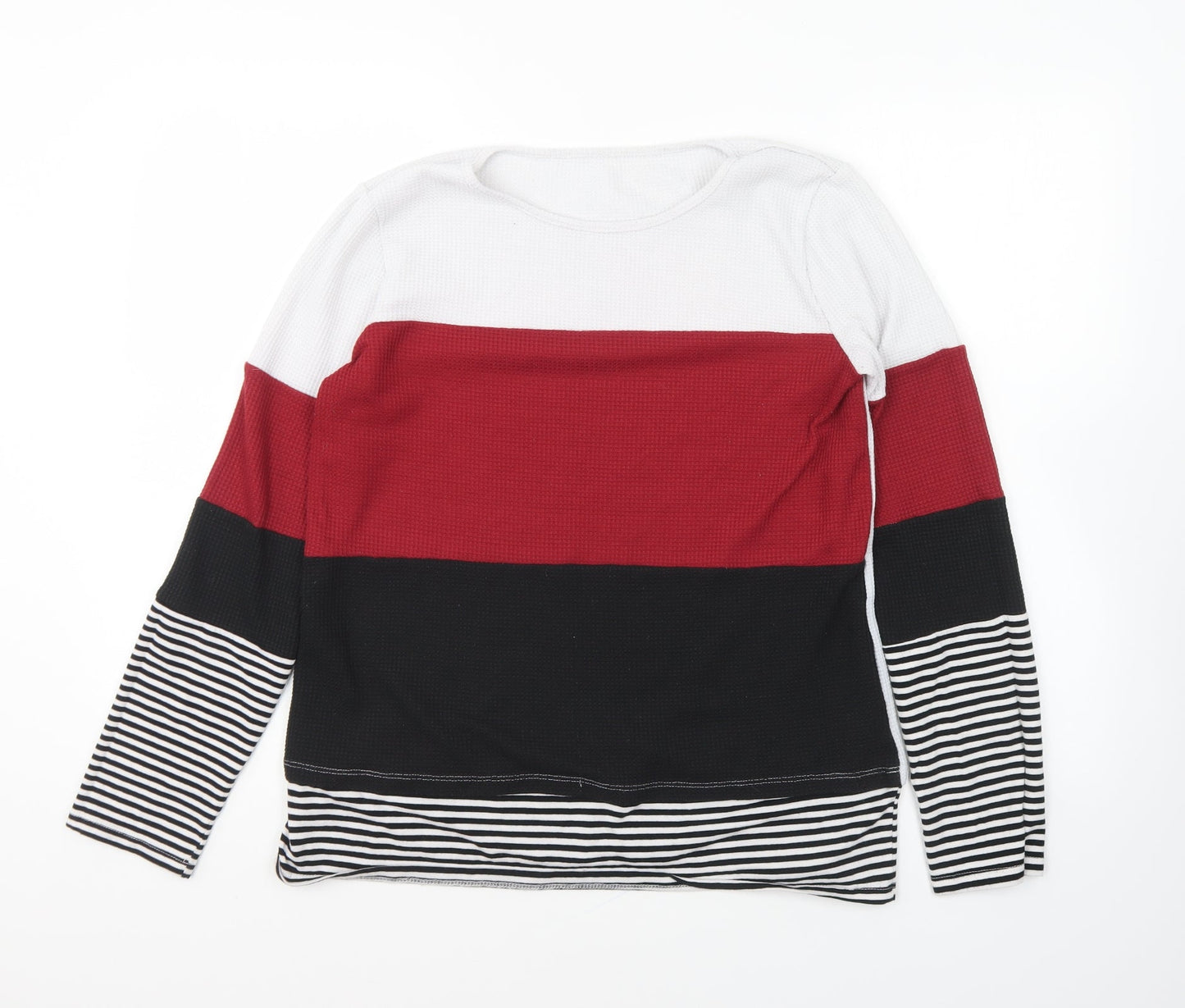 SheIn Womens Multicoloured Striped Polyester Pullover Sweatshirt Size L Pullover